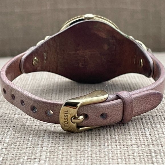 Fossil Ladies Wristwatch Pink Leather Band Gold Tone Case AS IS Read desc - Picture 9 of 11